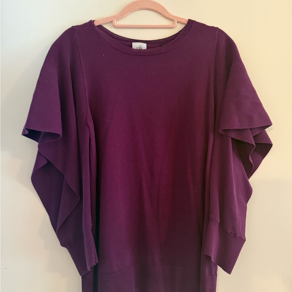 CAbi Purple Ruffle-Sleeve Sweater
